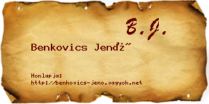 Benkovics Jenő névjegykártya