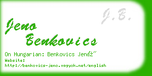 jeno benkovics business card